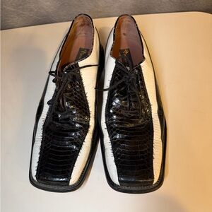 Stacy Adams Black and White Men's Dress Shoes genuine snake skin and leather